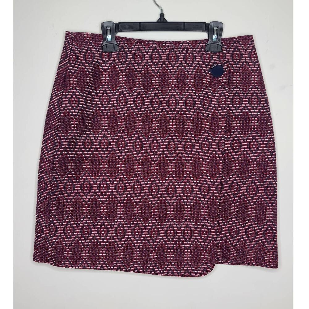 Ann Taylor Loft red tapestry faux wrap skirt - 4